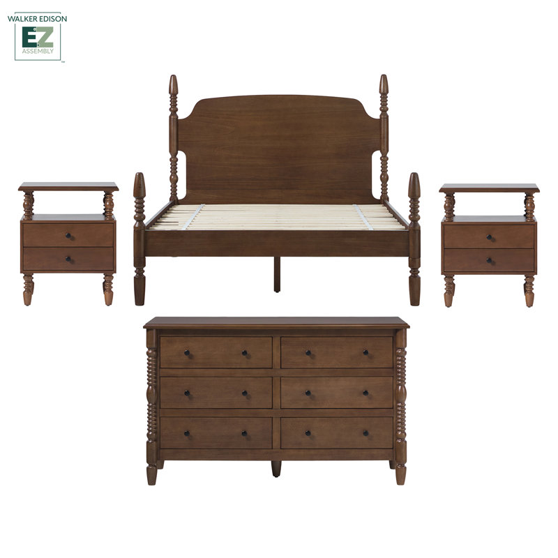 Lit 4 pièces Vivienne, Brun foncé, Grand