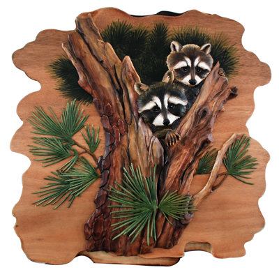 Décoration murale ratons laveurs dans un arbre