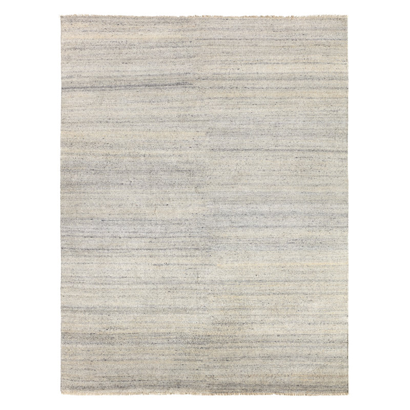 Jaipur Living Origin SAG12 Handknotted Solid White and Gray Runner Rug (3'x12'), Rectangle 6' x 9'