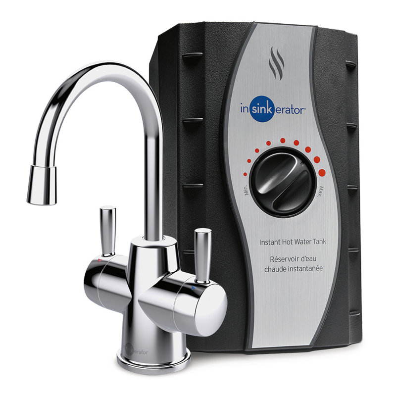 HOT250 Instant Hot and Cold Water Dispenser System, 2-Handle 8.21 in. Water Faucet with Tank, Chrome