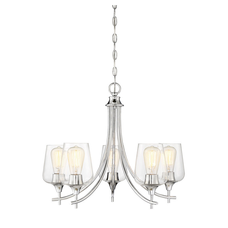 Lustre 5 lumières Breena, Clair, Chrome poli