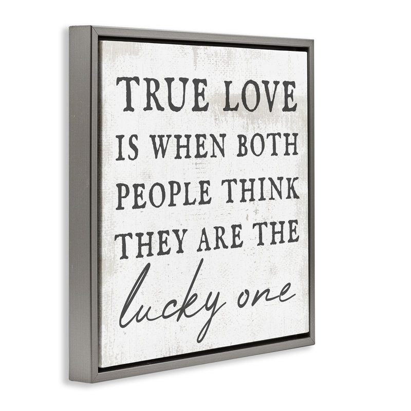 True Love, phrase romantique, Cadre flottant gris lustré, H 18 po x l 18 po