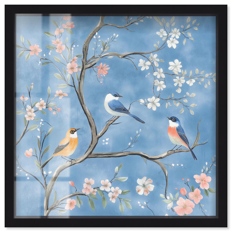 Oiseaux dans les branches II, H 13 po x l 13 po, Noir