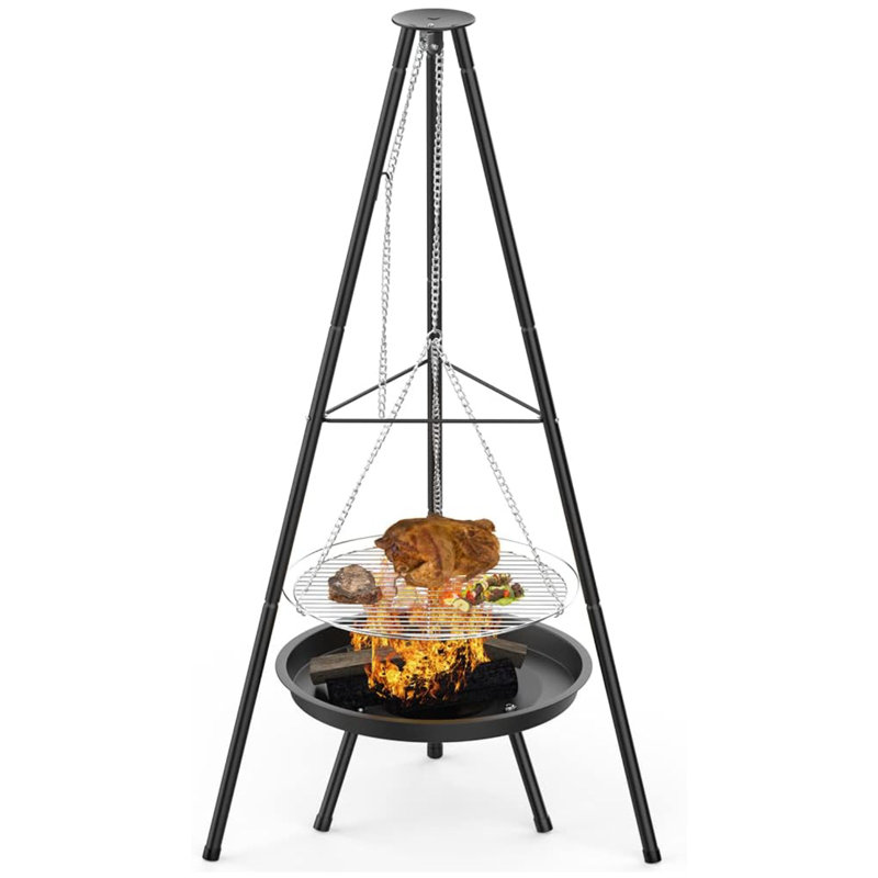 Outdoor Tripod Cooker with Adjustable Grill