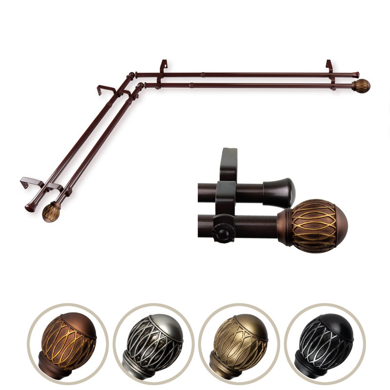 Tringle à rideaux double pour fenêtre Tyoma 13/16 po de diamètre, 28" - 48", Cacao