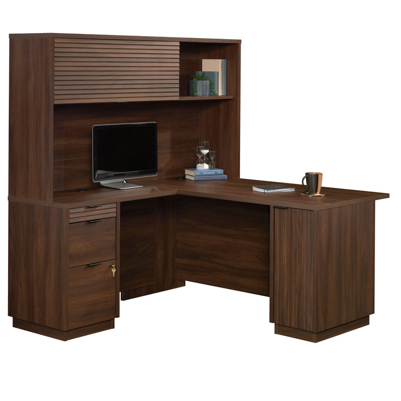 Bureau en L, finition brune