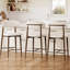 Ensemble de 4 tabourets de bar Mid-Century modernes de 26 po à hauteur de comptoir avec dossier incurvé ergonomique et siège rembourré en lin