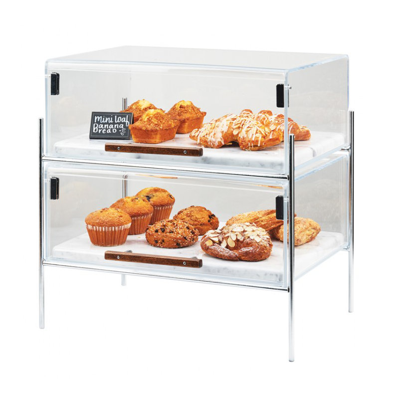 Mid-Century Pastry Case With Frame, 18" H x 19.5" W x 13.5" D, Chrome