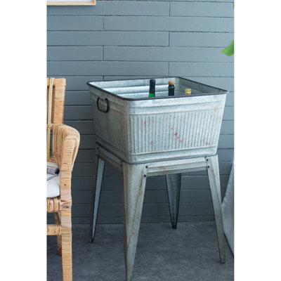 Grande baignoire galvanisée de 20,5 x 20,5 x 21 pouces, plantation, seaux à glace, aspect rustique, attaches à rivets, baignoire en fer pour les réceptions et pots à plantes