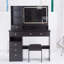 Bureau de maquillage avec miroir, lumières DEL, tiroir et tabouret-1589158742
