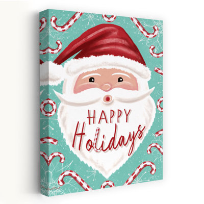 Joyeuses fêtes «Candy Cane Santa» - texte contemporain de joyeuses fêtes «Santa Claus Candy Canes», art