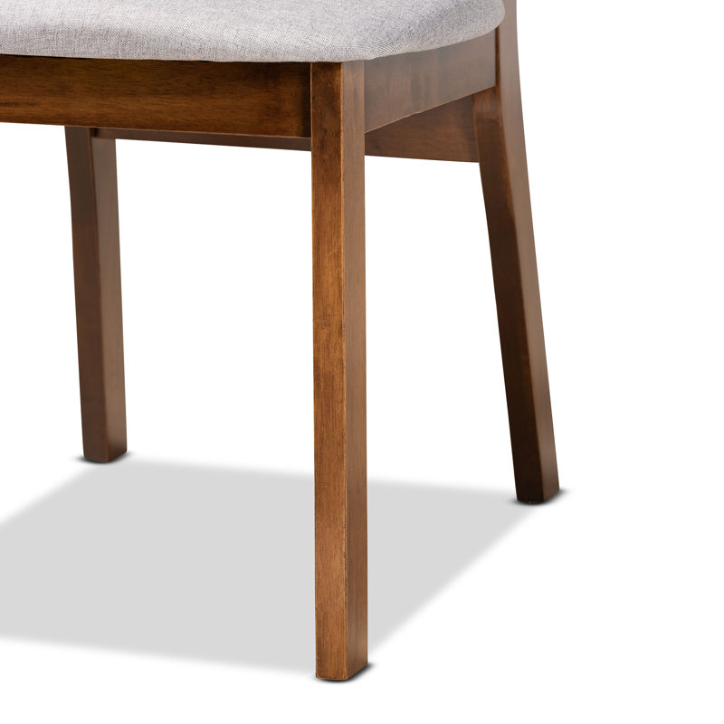 Chaise d'appoint en bois massif Hesham, Gris / Brun noyer