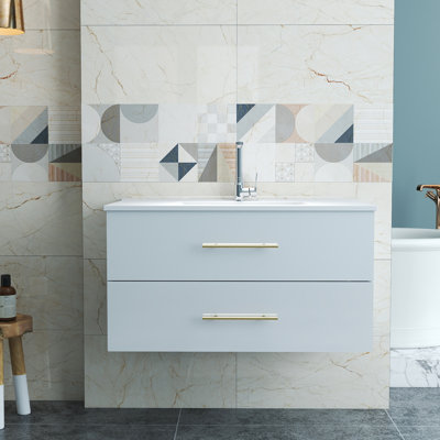 Ensemble de meuble-lavabo mural avec lavabo