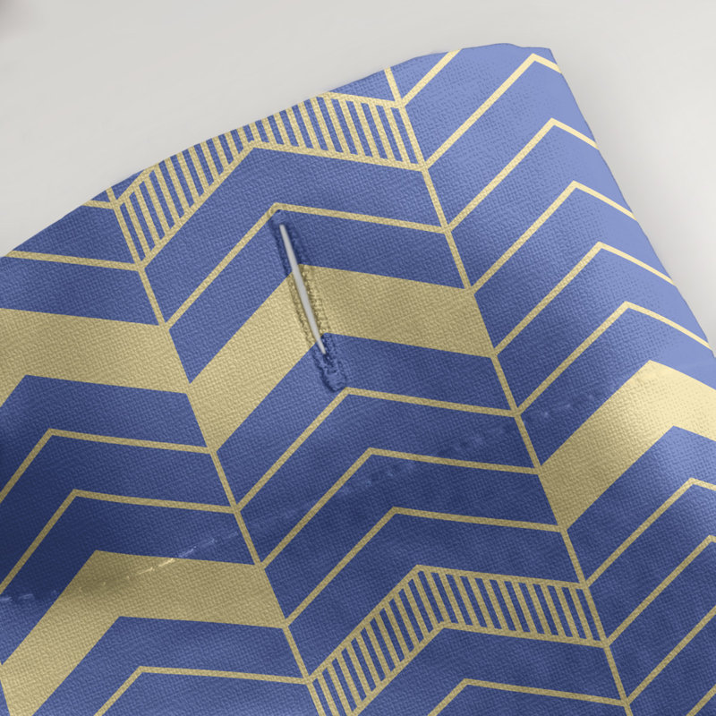 Rideau de douche simple à chevrons, Bleu / Jaune