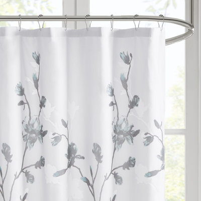 Magnolia Floral Printed Burnout Shower Curtain