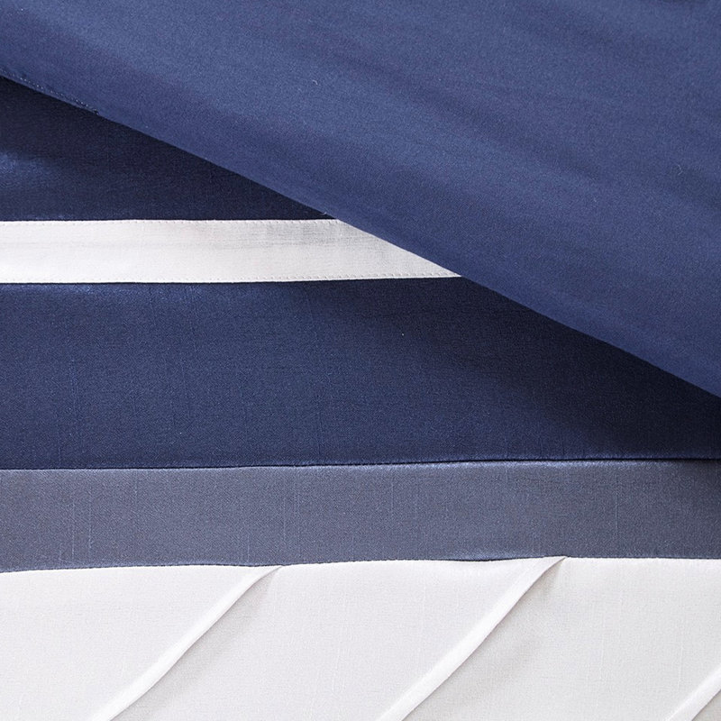 Édredon grand bleu marine 7 pièces - Fausse soie, rembourrage, toutes saisons, soie décorative lavable