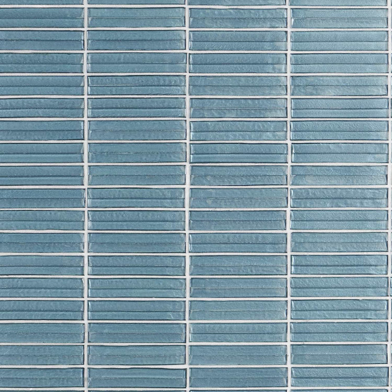 Maya Stacked 12x12 Polished Glass Mosaic Tile, Stacked Sky