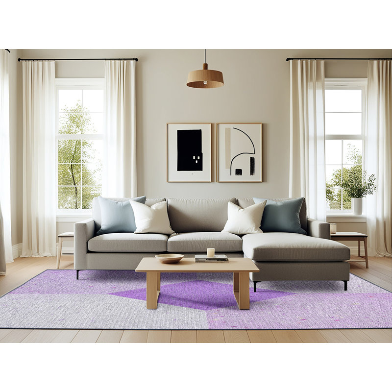 Tapis mauve à métier motorisée, Rectangle 6 pi x 9 pi