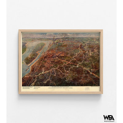 Reproduction d'affiche militaire, parc national de Vicksburg et champ de bataille 1925, Art mural historique historique, décoration murale champ de bataille rustique
