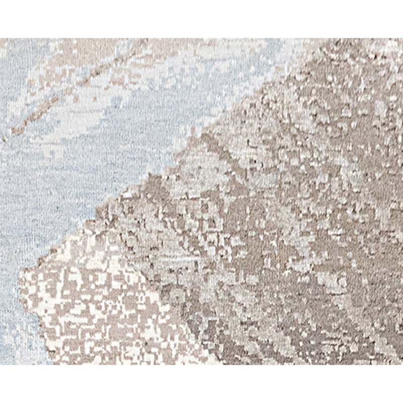Handmade Silk and Wool Abstract Area Rug, Rectangle 5' x 8'