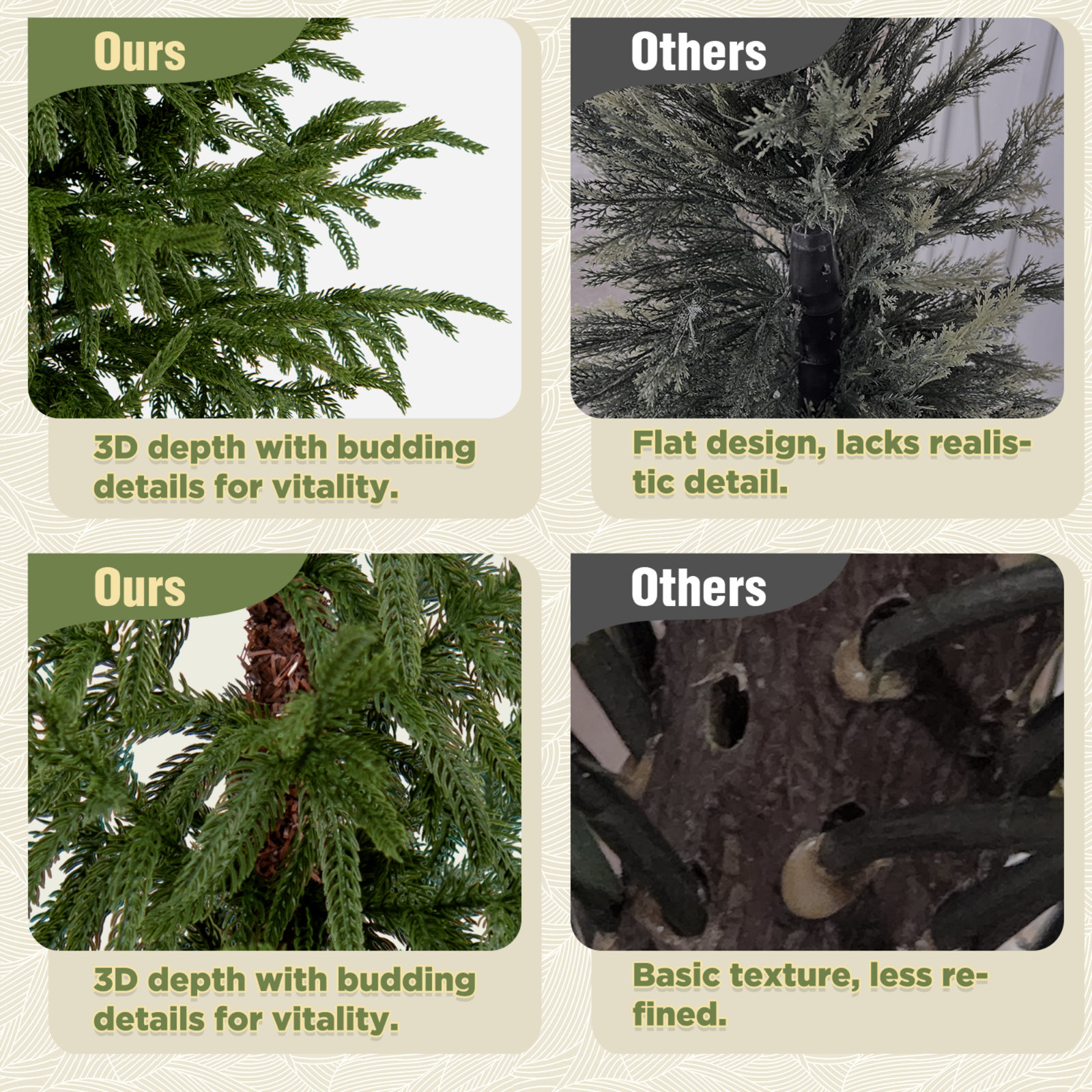 Norfolk Pine Tree in Pot, Black