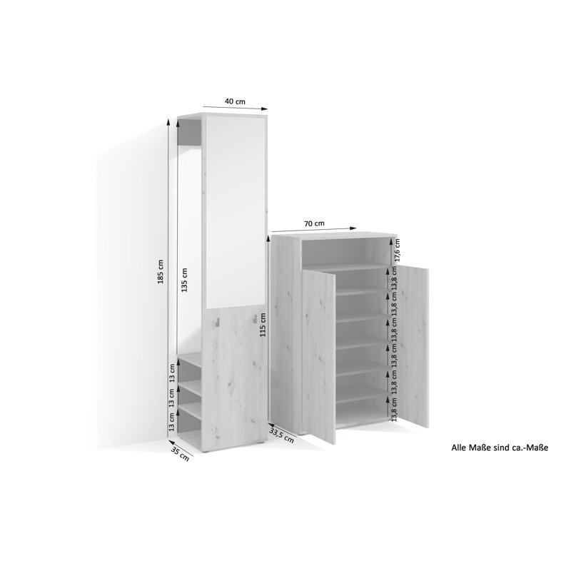 Bjartey 2 Door Manufactured Wood Wardrobe, Brown