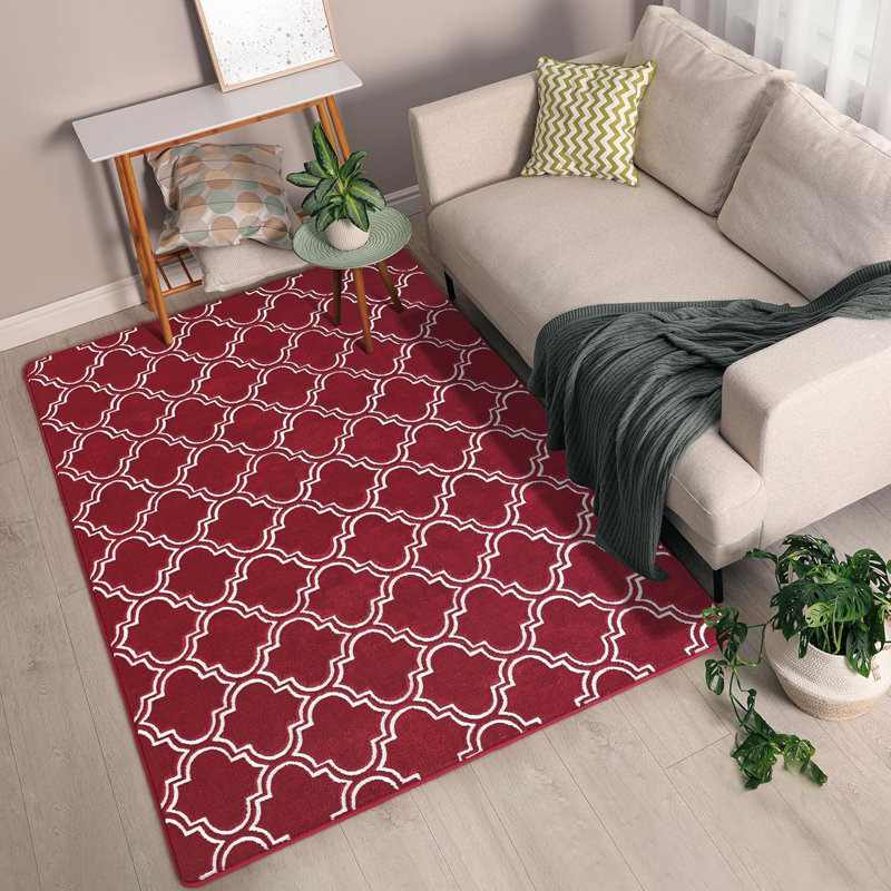 Tapis de chambre doux de style marocain, tapis moderne à poils longs, Rectangle 4pi x 6 pi