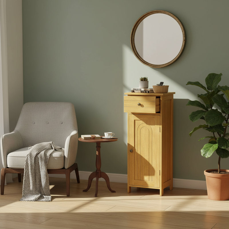 Engineered Wood Bathroom Cabinet, Natural
