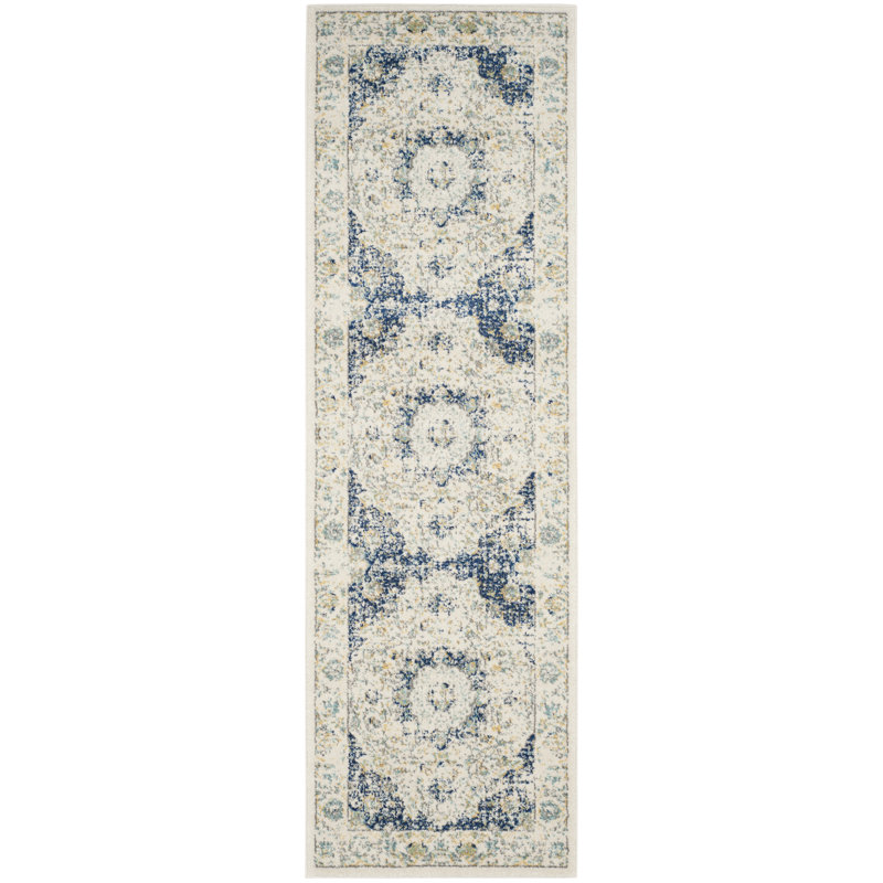Annette Oriental Ivory/Blue Area Rug, Runner 2'2" x 11'