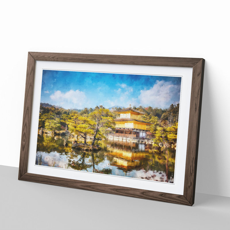 Pagoda in Kyoto- Shi Japan - Framed Print, 48cm H x 65cm W x 2cm D, Walnut Framed