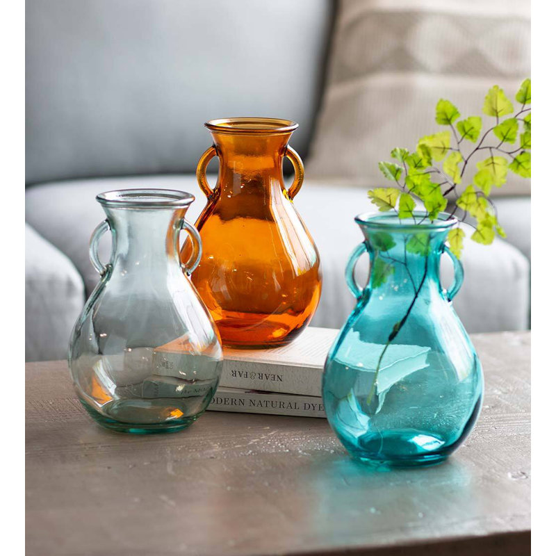 Xane Handmade Glass Table Vase, Orange