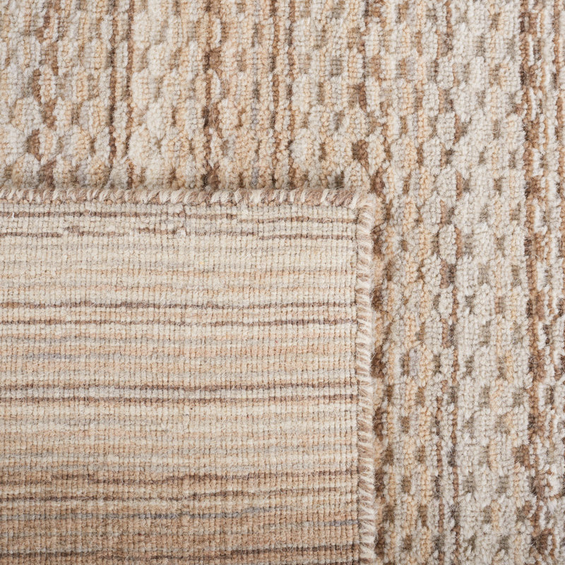 Tapis beige en laine tissé à plat à la main Morano, Rectangle de 5 pi x 8 pi