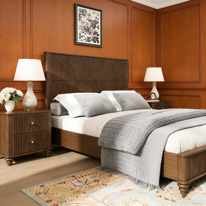 Base de lit en bois massif, Noyer
