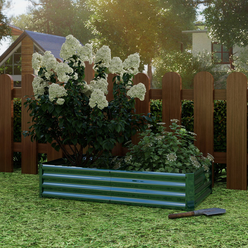 Lit de jardin surélevé en métal, pot de fleurs surélevé rectangulaire 4 × 2 × 1 pi pour plantes à fleurs, herbe à légumes