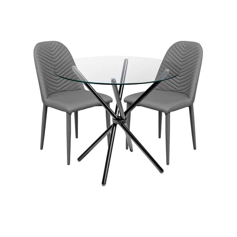 3 - Piece Criss Cross Dining Set, Grey, Black