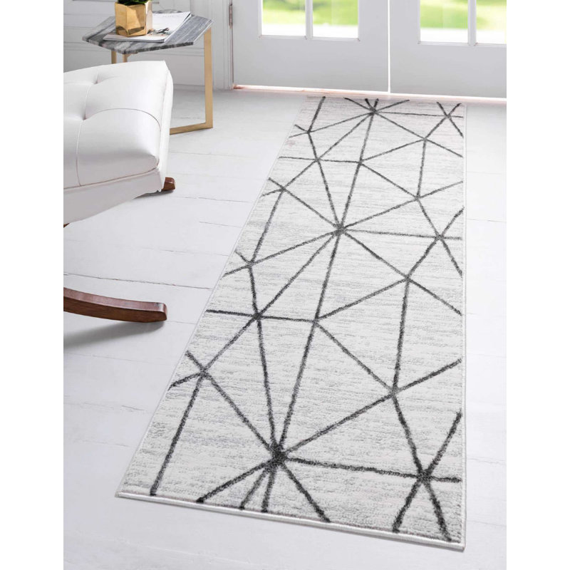 Tapis contemporain Clidy couleur plomb, Tapis de couloir 2 pi x 6 pi