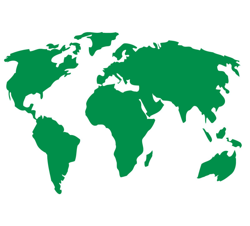 Décalcomanie murale carte du monde, Vert clair, H 38 x l 56 po x P 0,01 po