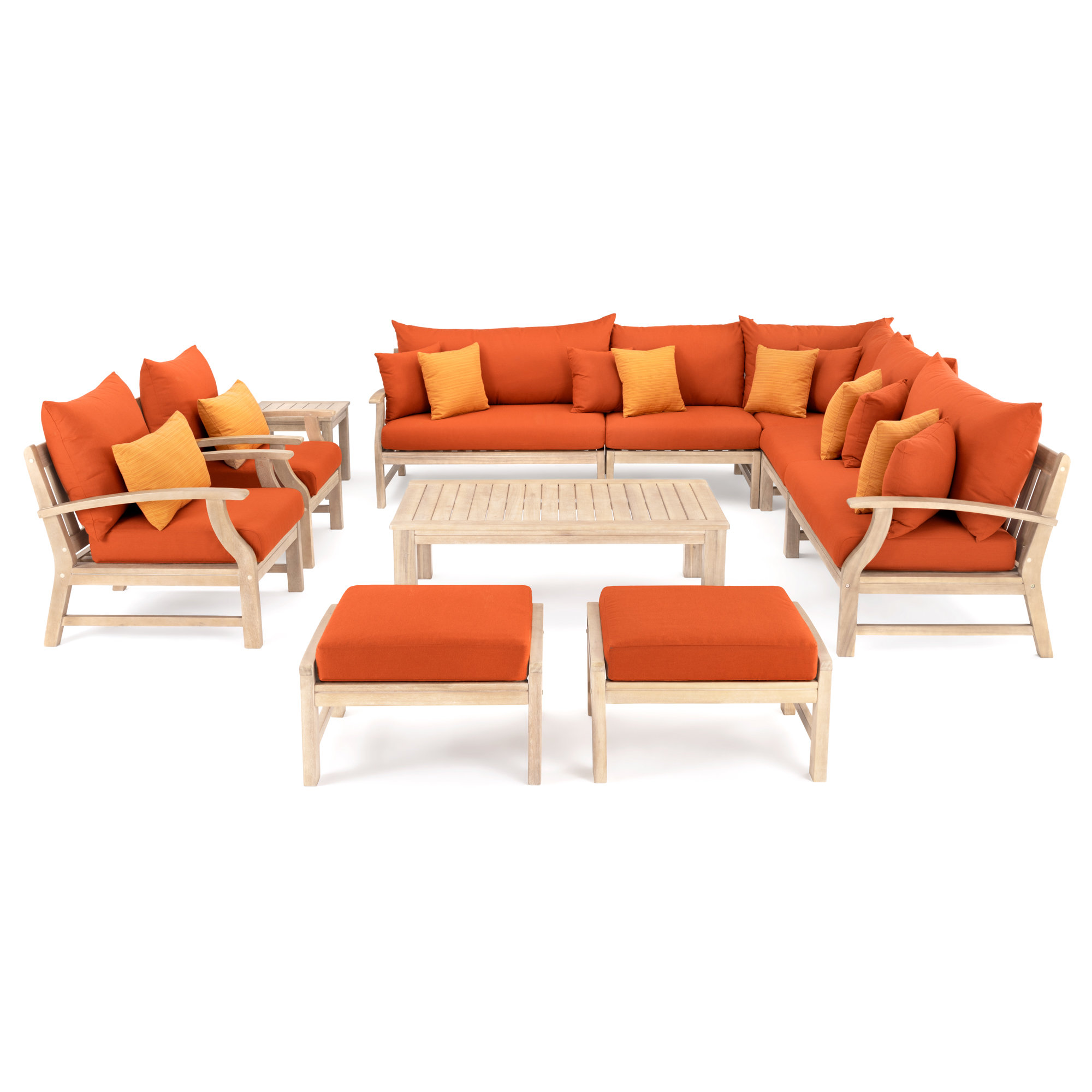 Paulet 11 Piece Seating Group with Cushions, Tikka Orange