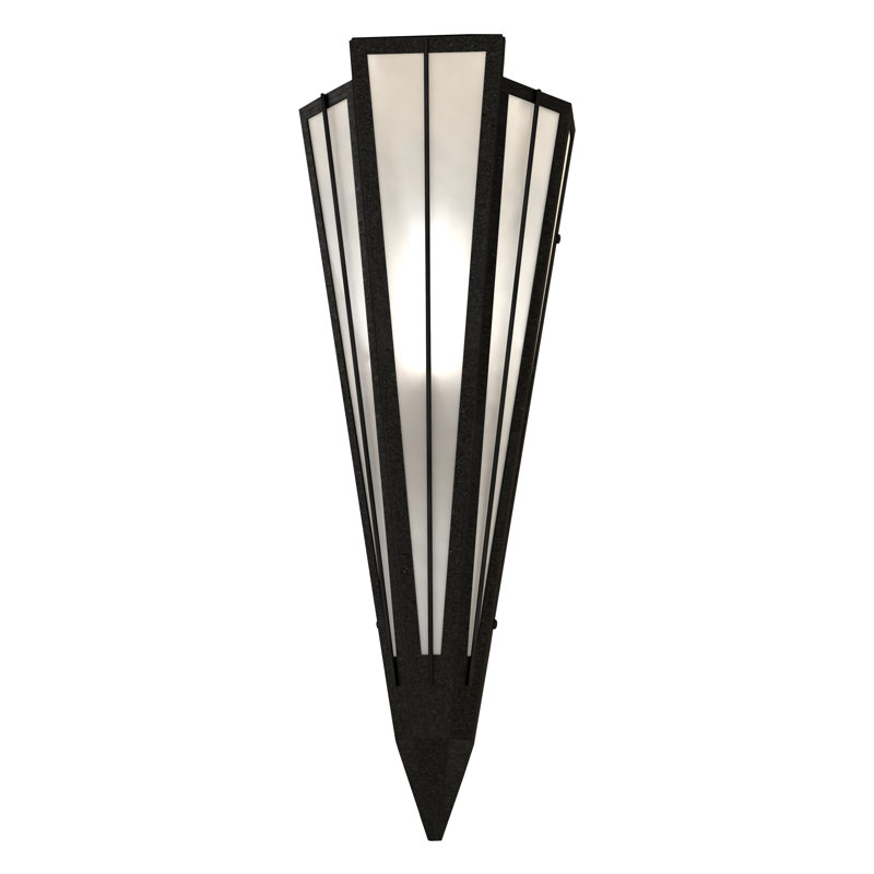 Brum 1 - Light Flush Mounted Sconce, Textured Black, White Art