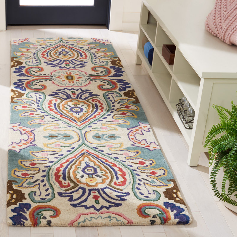 Rudra Hand Tufted Wool Floral Rug, Runner 2'3" x 7'