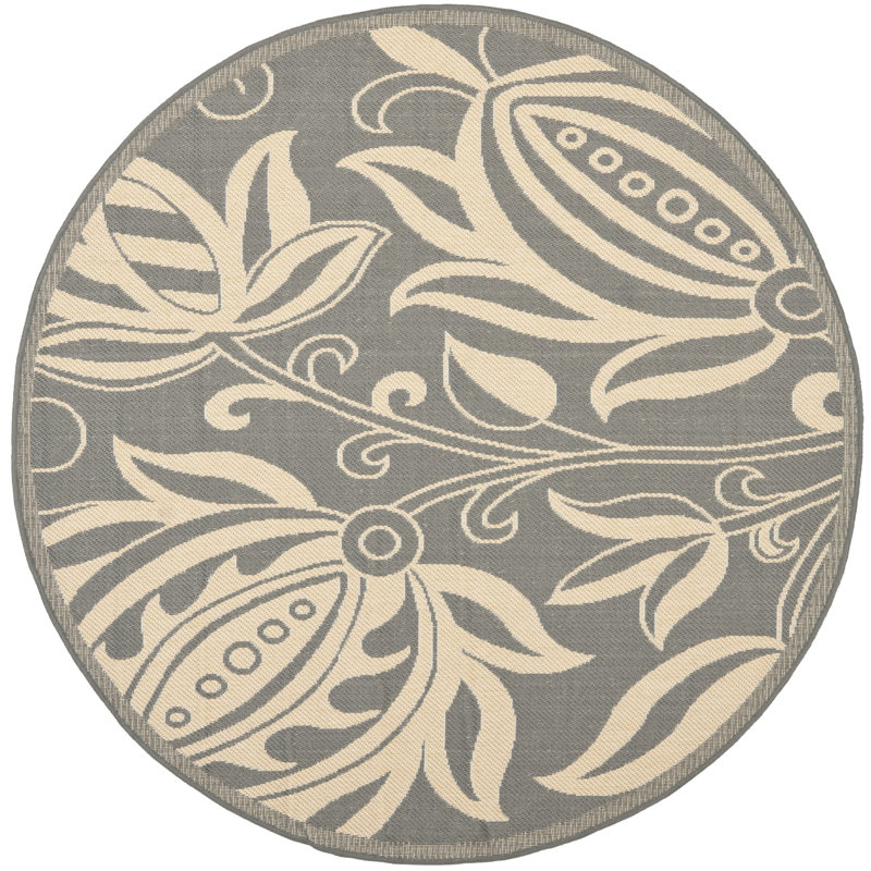 Herefordshire Performance Floral Indoor/Outdoor Area Rug, Round 6'7"