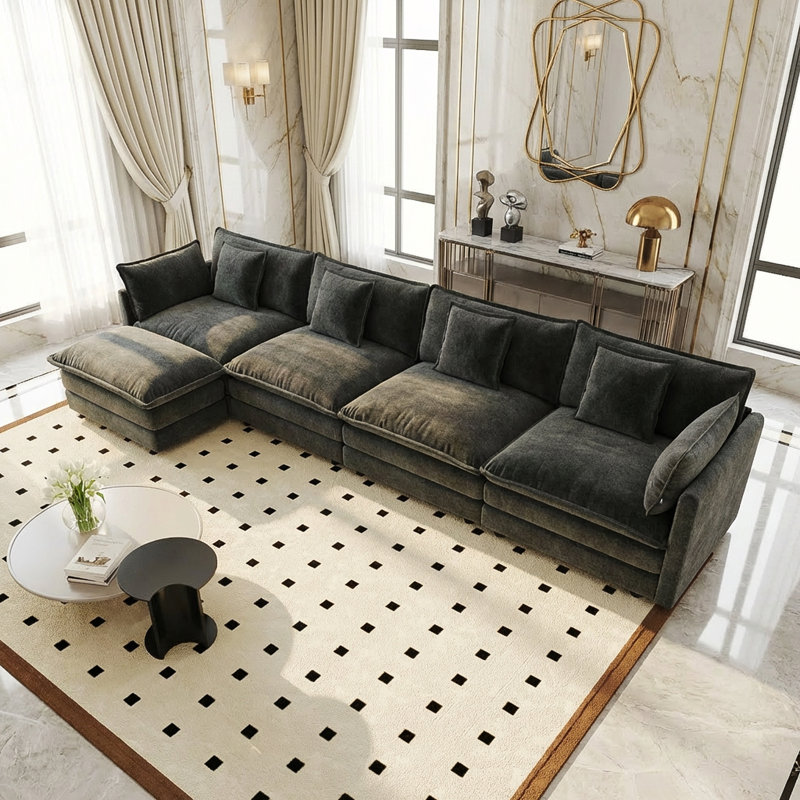 Canapé modulaire modulaire pour salon Hibbell, Gris chenille