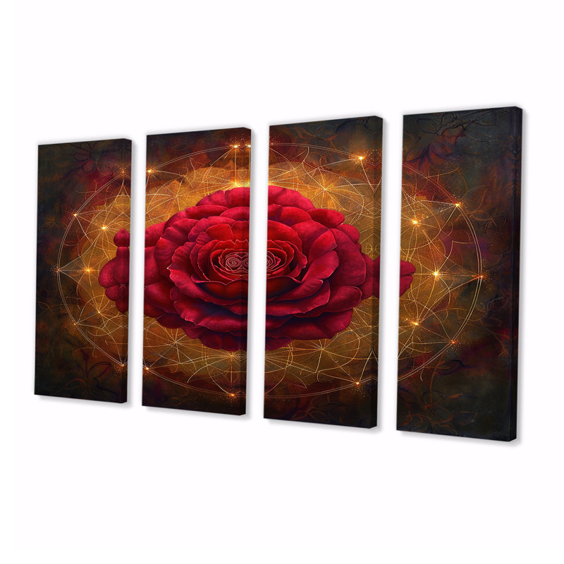 Décoration murale Tayla - rose, 4 pièces, H 32 po x l 64 po