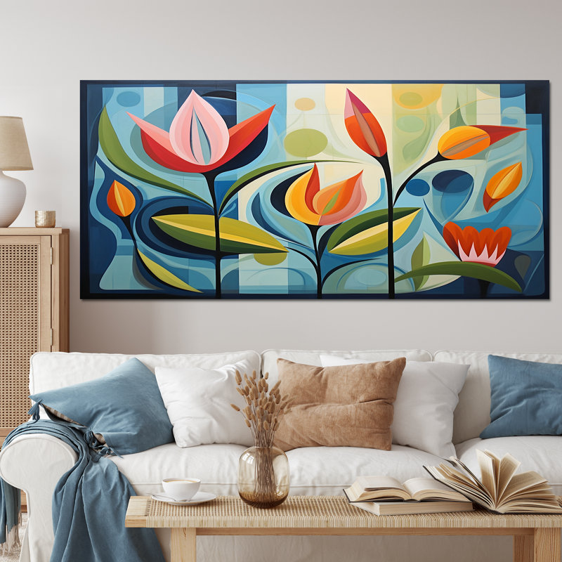 Green Mid Century Mod Nature II, reproduction d'art sur toile, Toile tendue, H 16 po x l 32 po x P 1 po, Sans cadre