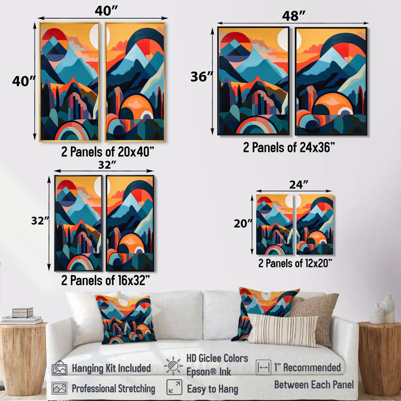 Mid Century Perspectives I - Impression sur toile moderne 2 pièces, H 36 po x l 48 po, Toile tendue, Ne s’applique pas