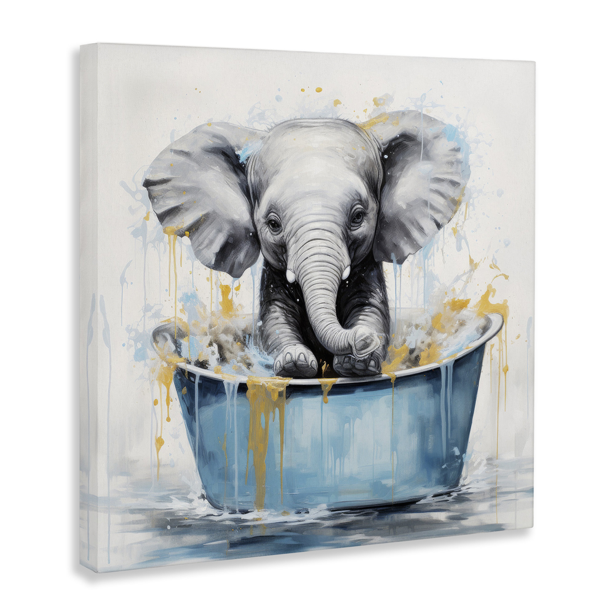 Trinx Bathing Baby Elephant Canvas Wall Art by Lazar Studio | Wayfair