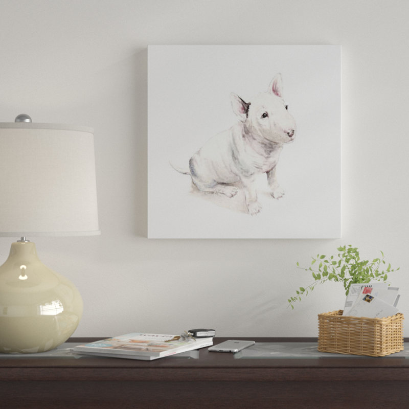«Bull Terrier», reproduction sur toile, H 26 po x l 26 po x P 1,5 po, Papier beaux-arts encadré noir, Pas de tapis