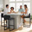 Tabouret de comptoir moderne à dossier bas avec structure en métal épaissie pour îlot de cuisine-92115244-91899104-92115246