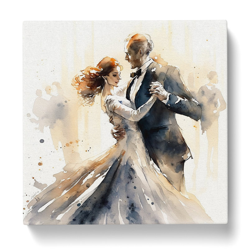 Ballroom Dancing Watercolour - Wrapped Canvas, 35cm H x 35cm W x 3cm D