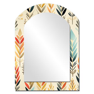 Ivoire Boho Accents - miroir à chevron arqué, miroir mural asymétrique beige, impression d'art en métal